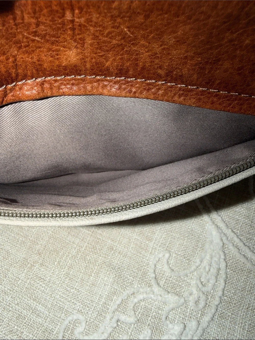 Fossil Two-Tone Fiona Leather Crossbody Bag in Brown and Light Gray